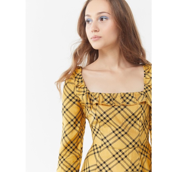 #16 - UO Kristen Plaid Ruffle Square-Neck Dress - Picture 5 of 7